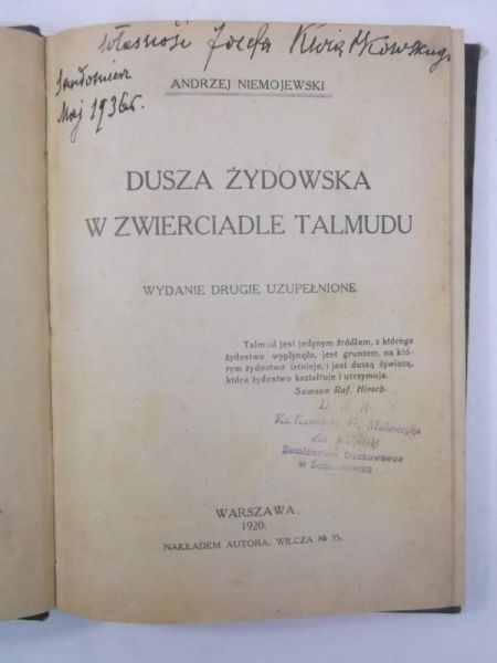 Dusza żydowska w zwierciadle Talmudu, 1920 r.