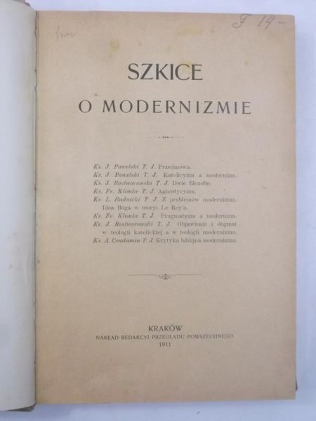 Szkice o modernizmie. 1911 r