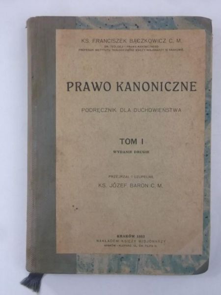 Prawo kanoniczne, Tom I, 1932 r.