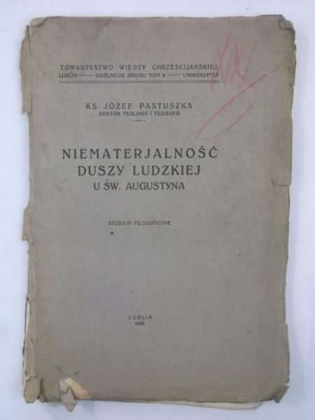 Niematerjalność duszy ludzkiej u św. Augustyna. 1930 r.