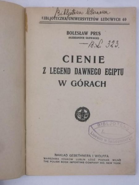 Prus Bolesław - Cienie z legend dawnego Egiptu w górach, 1935 r.