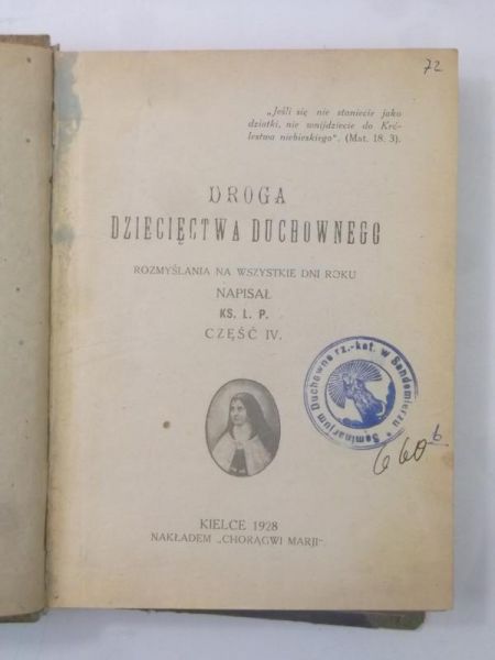 Droga dziecięctwa duchownego, 1928 r.