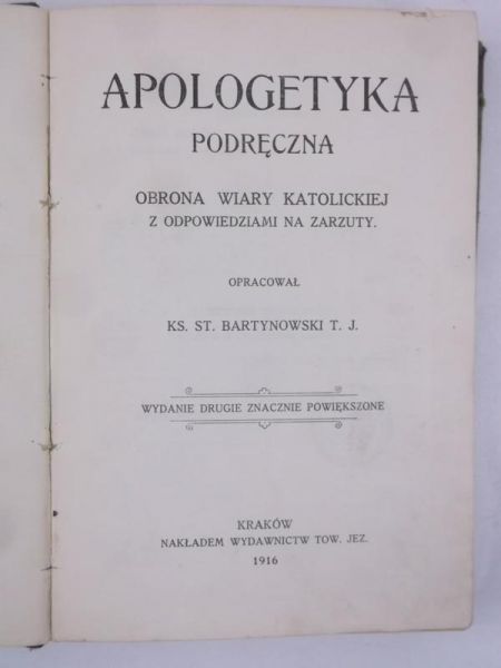 Bartynowski St. - Apologia podręczna, 1916 r.