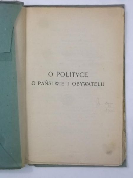 O polityce o państwie i obywatelu, 1922 r.