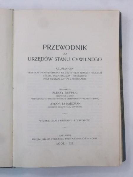 Przewodnik dla Urzędów Stanu Cywilnego, 1923 r