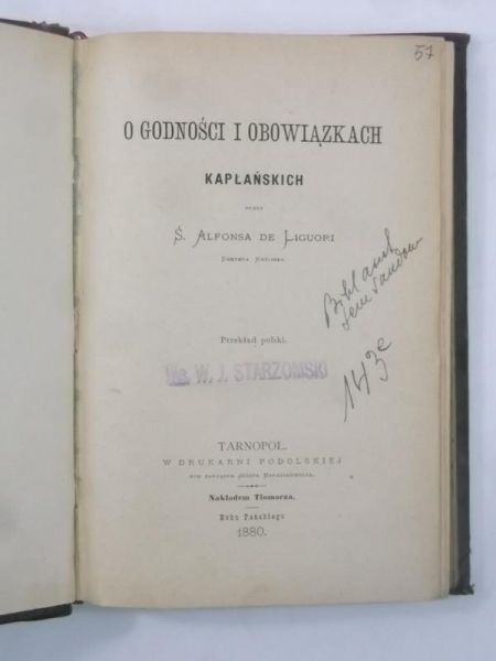 O godności i obowiązkach kapłańskich, 1880 r.