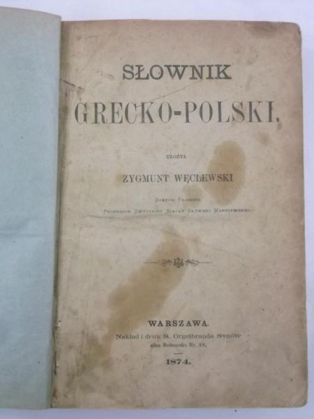 Słownik Grecko-Polski, 1874 r.