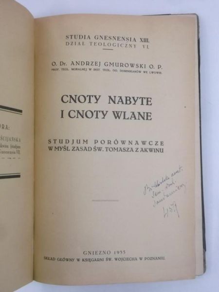 Gmurowski Andrzej - Cnoty nabyte i cnoty wlane, 1935 r.