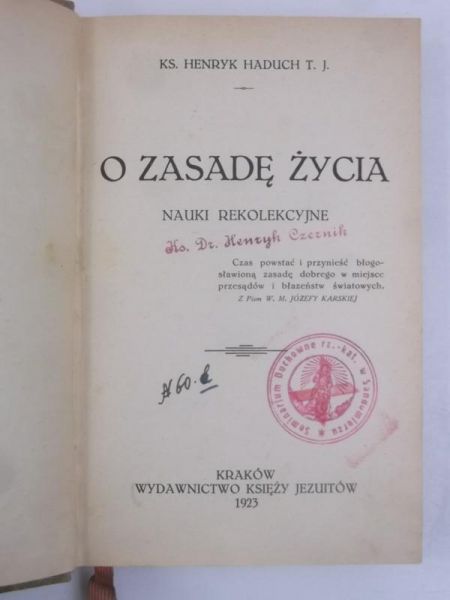 O zasadę życia, 1923 r.