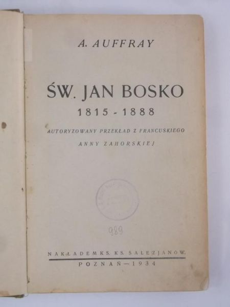 Auffray A. - Św. Jan Bosko, 1934 r.