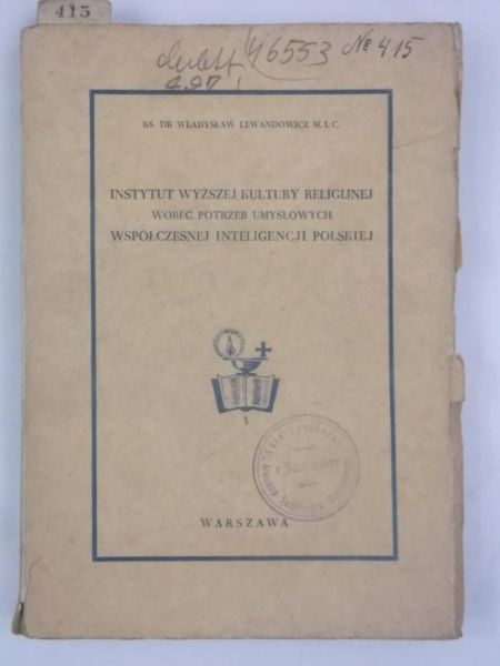 Lewandowicz Władysław - Instytut wyższej kultury religijnej, 1938 r.