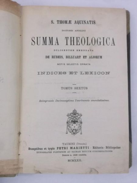 Summa Theologica, Tom VI, 1922 r.