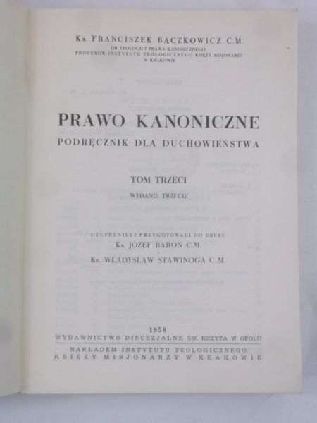 Prawo kanoniczne. Podręcznik dla duchowieństwa, T. III