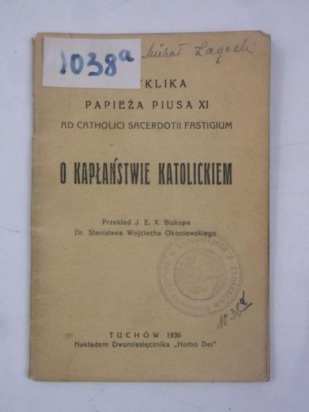 O kapłaństwie katolickim, 1936 r.
