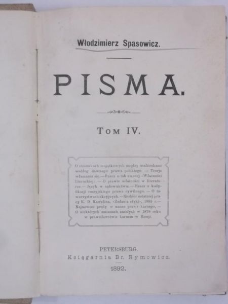 Pisma, Tom IV, 1892 r.