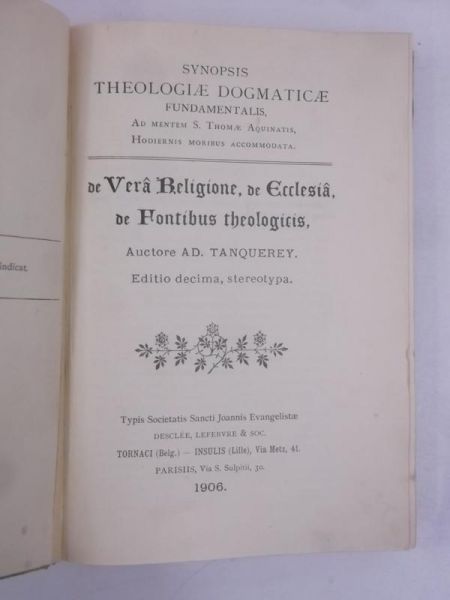 De Vera Religione, de Ecclesia, de Fontibus theologicis, 1906 r.
