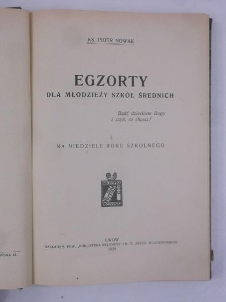 Egzorty dla młodzieży szkół średnich, 1929 r.