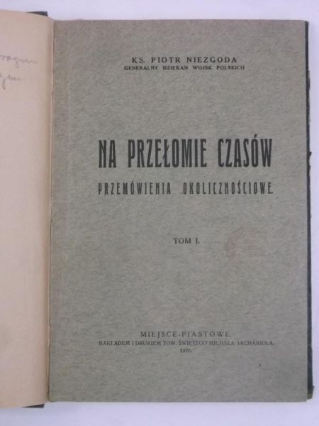 Na przełomie czasów, Tom I, 1926 r.