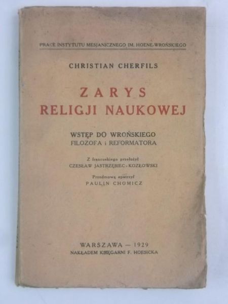 Zarys religji naukowej, 1929 r.