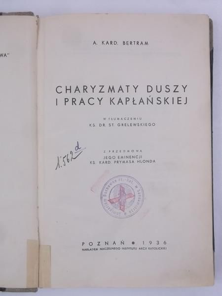 Charyzmaty duszy i pracy kapłańskiej, 1936 r.
