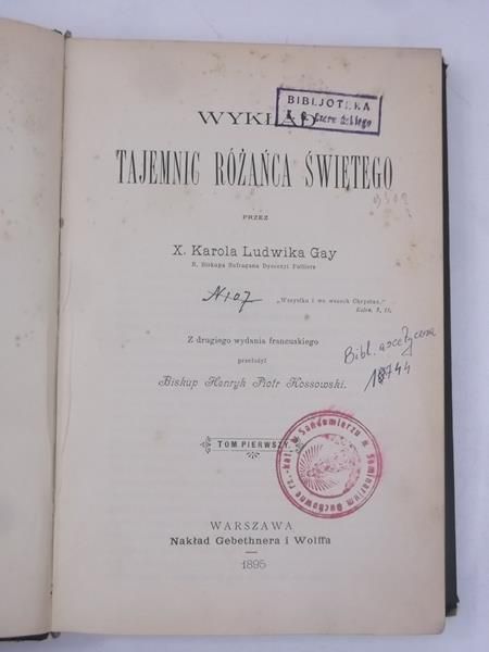 Wykład tajemnic różańca świętego, 1895 r.