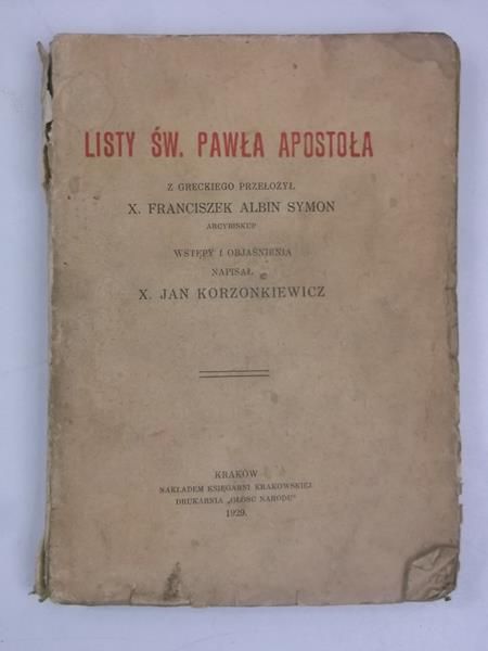 Listy Św. Pawła Apostoła, 1929 r.