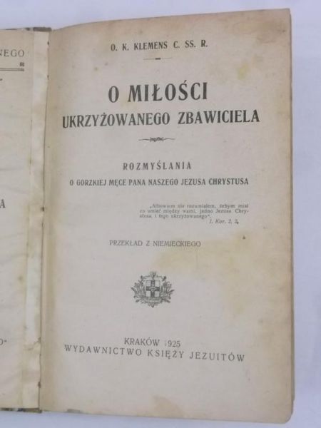 O miłości ukrzyżowanego Zbawiciela, 1925 r.