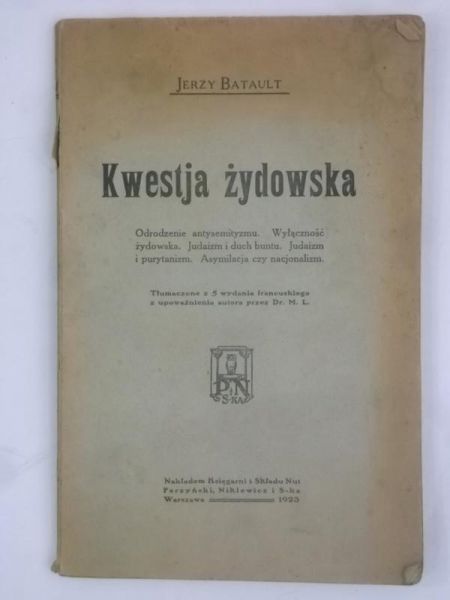 Batault Jerzy - Kwestja żydowska, 1923 r.
