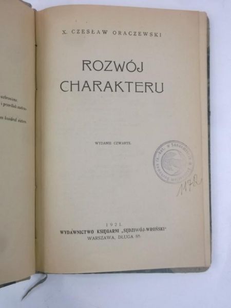 Rozwój charakteru, 1921 r.