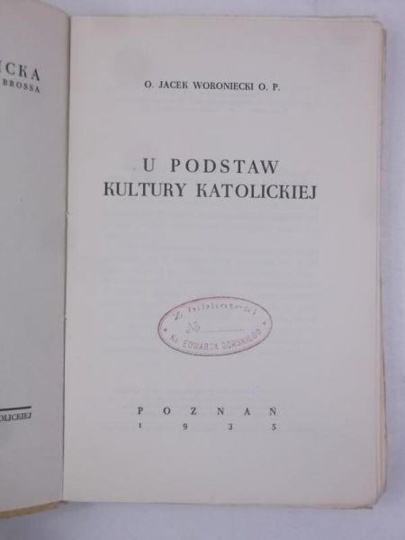 U podstaw kultury katolickiej, 1935 r.