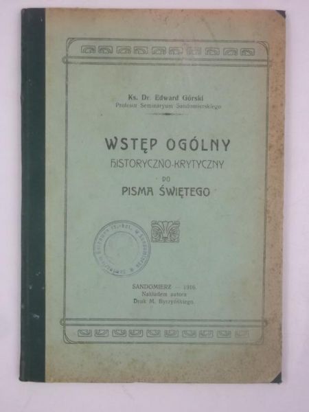 Wstęp ogólny historyczno-krytyczny, 1916 r.