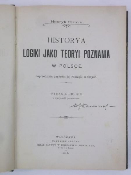 Historya logiki jako teoryi poznania w Polsce, 1911 r.