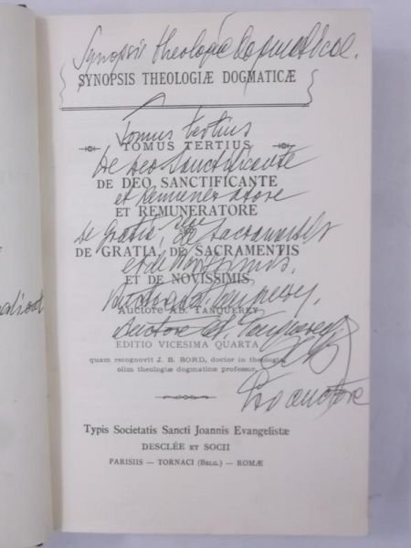 Snopsis Theologiae Dogmatice ad Usum Seminariorum, Tomus III, 1938 r.
