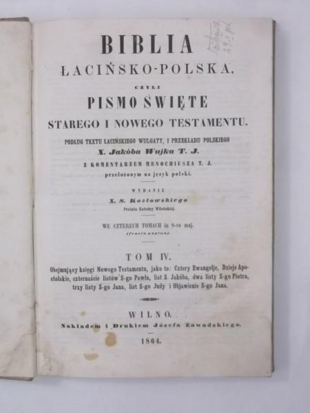 Biblia łacińsko-polska, Tom IV, 1864 r.