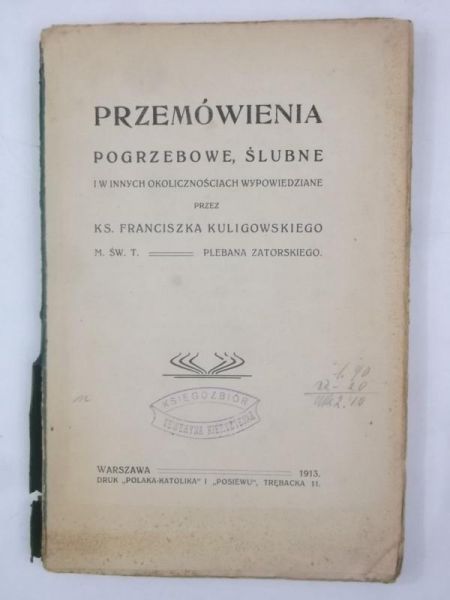 Przemówienia pogrzebowe, ślubne, 1913 r.