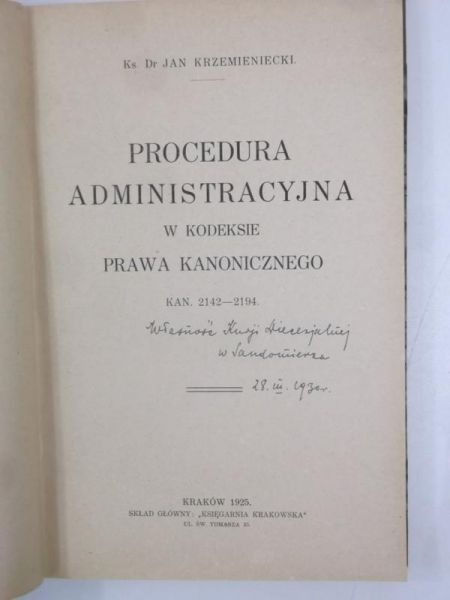 Procedura administracyjna w kodeksie prawa kanonicznego, 1925 r.