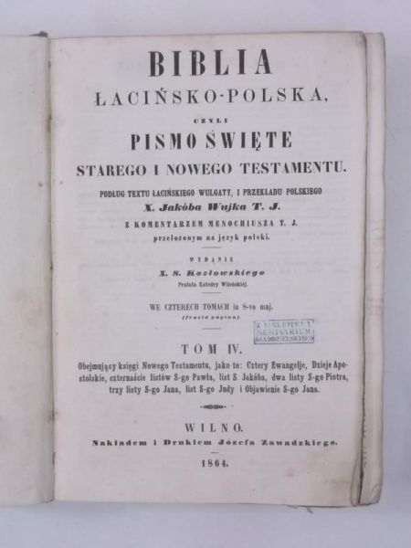 Biblia łacińsko-polska, Tom IV, 1864 r.