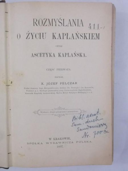 Rozmyślania o życiu kapłańskiem, Cz. I, 1897 r.