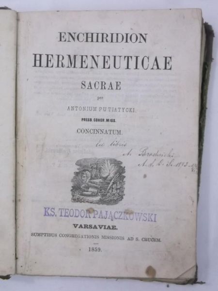 Enchiridion Hermeneuticae Sacrae, 1859 r.