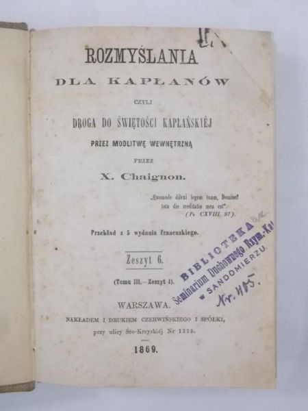 Rozmyślania dla kapłanów, tom III, 1869 r.