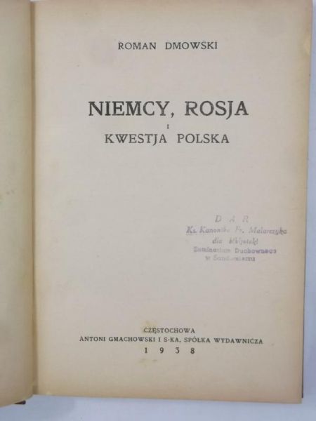 Dmowski Roman - Pisma, Tom II, 1938 r.