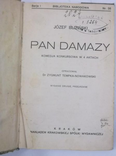 Pan Damazy, 1927 r.