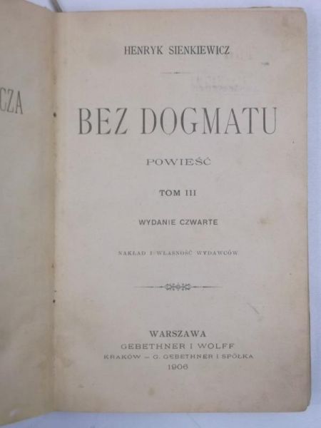 Bez dogmatu. Powieść, Tom II, 1906 r.