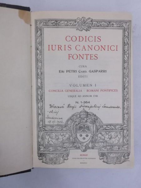 Codicis Iuris Canonici Fontes, 1926 r.