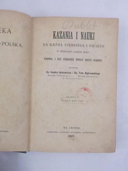 Kazania i nauki na każdą niedzielę i święto, 1877 r.