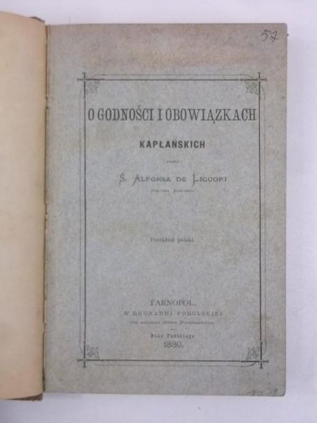 O godności i obowiązkach kapłańskich, 1880 r.