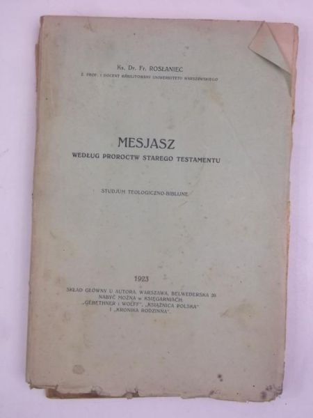 Mesjasz według proroctw starego testamentu, 1923 r.