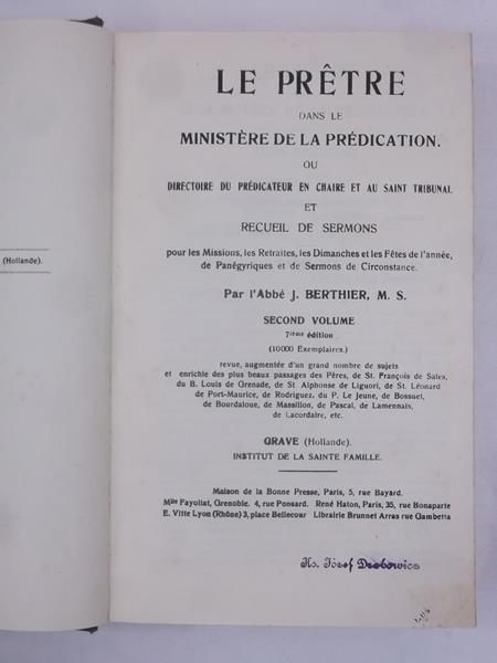 Le Pretre Dans Le Ministere De La Predication, 1913 r.