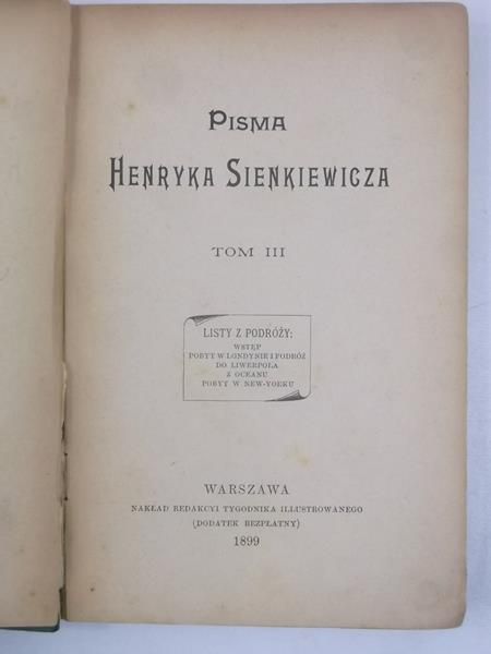 Pisma Henryka Sienkiewicza, Tom XIV, 1900 r.