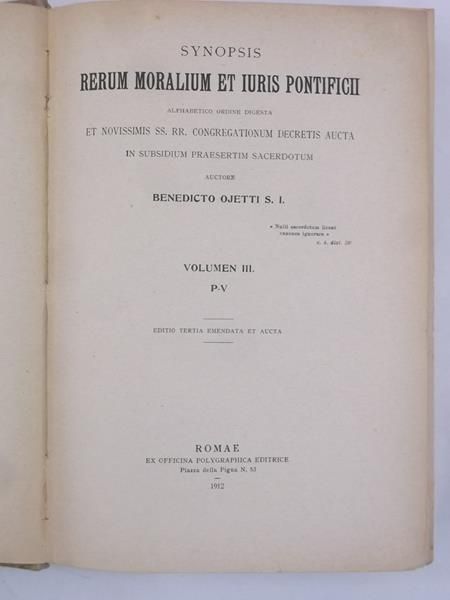 Synopsis rerum moralium et iuris pontifigi, 1912 r.